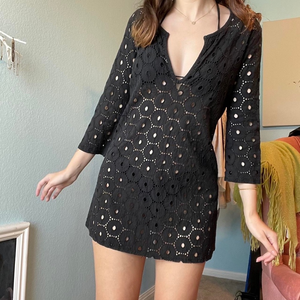 black dress swim suit cover up